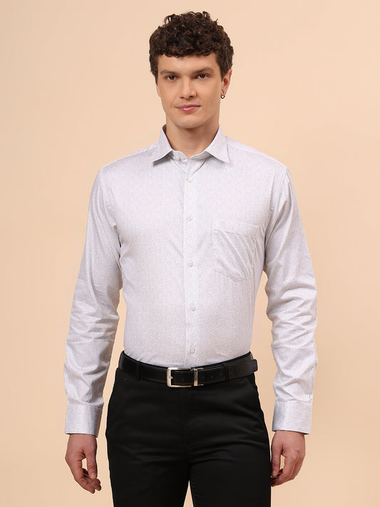 Formal Shirt for Men l Breathable & Soft with Color Fastness Regular Fit Spread Collar Neck Cotton Fabric Printed Pattern