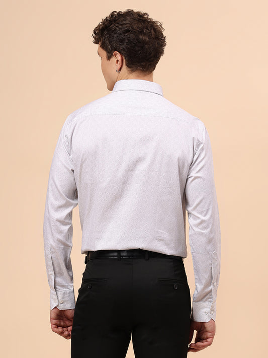 Formal Shirt for Men l Breathable & Soft with Color Fastness Regular Fit Spread Collar Neck Cotton Fabric Printed Pattern