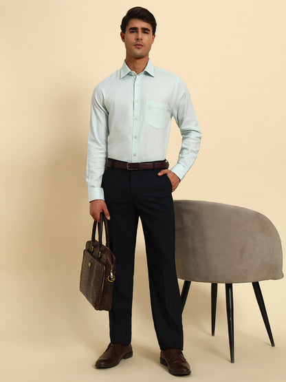 Formal Shirt for Men l Breathable & Soft with Color Fastness Regular Fit Spread Collar Neck Cotton Fabric Self Design Pattern