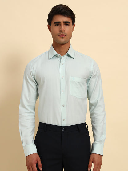 Formal Shirt for Men l Breathable & Soft with Color Fastness Regular Fit Spread Collar Neck Cotton Fabric Self Design Pattern