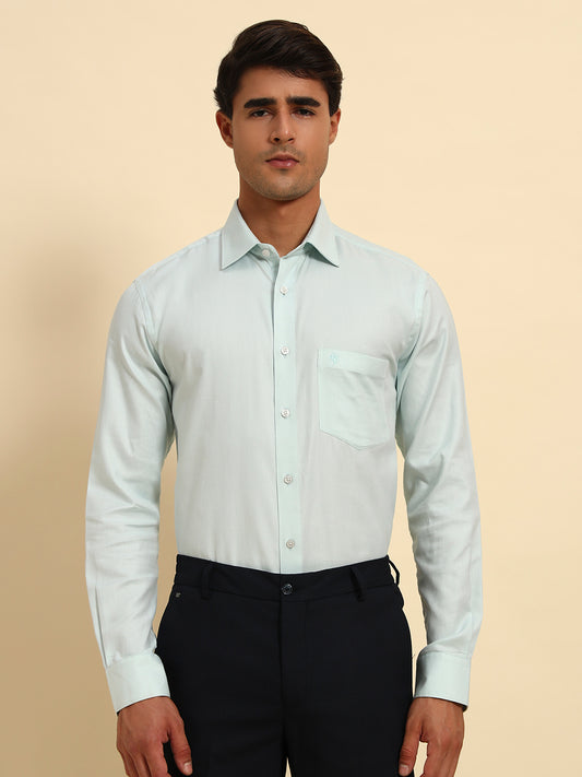 Formal Shirt for Men l Breathable & Soft with Color Fastness Regular Fit Spread Collar Neck Cotton Fabric Self Design Pattern