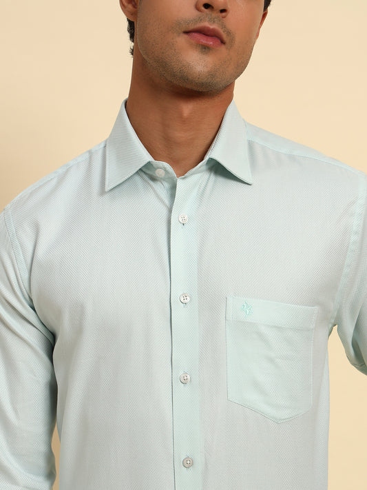 Formal Shirt for Men l Breathable & Soft with Color Fastness Regular Fit Spread Collar Neck Cotton Fabric Self Design Pattern