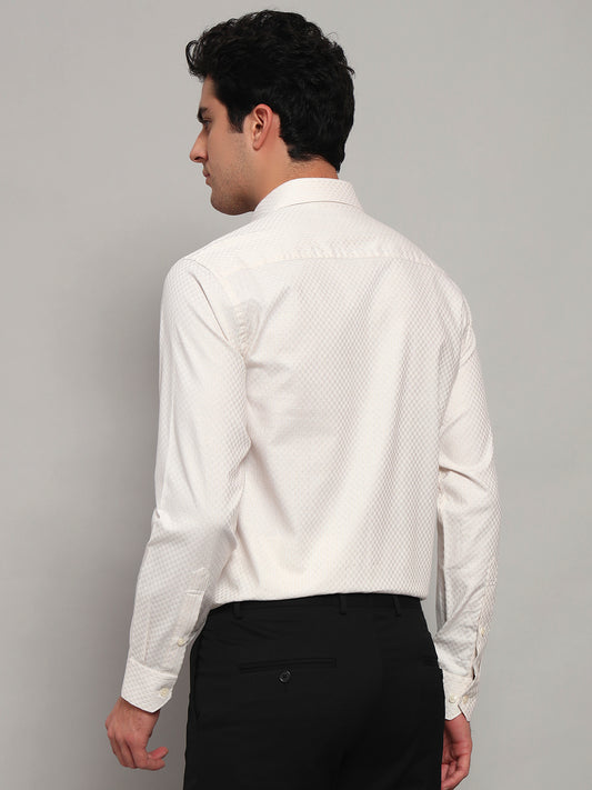 Formal Shirt for Men l Breathable & Soft with Color Fastness Regular Fit Spread Collar Neck Cotton Fabric Self Design Pattern