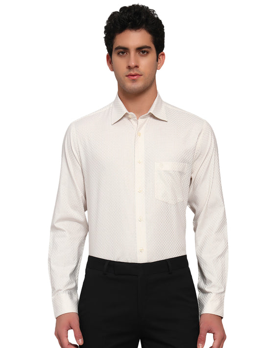 Formal Shirt for Men l Breathable & Soft with Color Fastness Regular Fit Spread Collar Neck Cotton Fabric Self Design Pattern