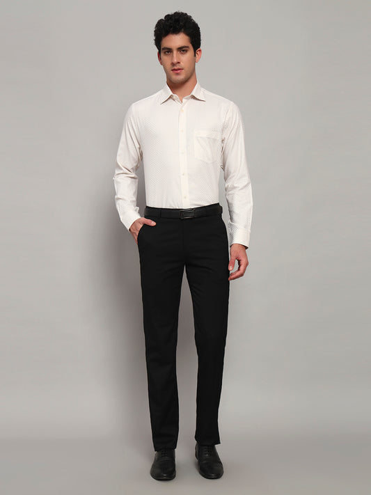 Formal Shirt for Men l Breathable & Soft with Color Fastness Regular Fit Spread Collar Neck Cotton Fabric Self Design Pattern