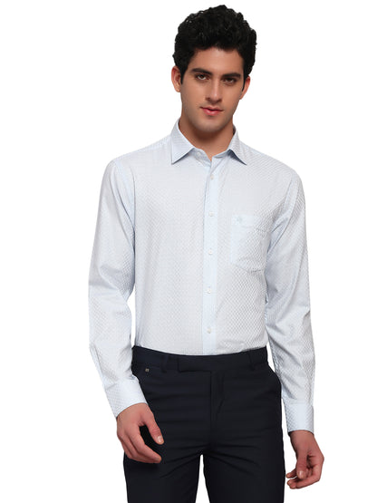 Formal Shirt for Men l Breathable & Soft with Color Fastness Regular Fit Spread Collar Neck Cotton Fabric Self Design Pattern