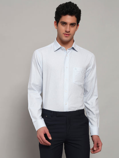 Formal Shirt for Men l Breathable & Soft with Color Fastness Regular Fit Spread Collar Neck Cotton Fabric Self Design Pattern