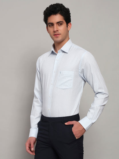 Formal Shirt for Men l Breathable & Soft with Color Fastness Regular Fit Spread Collar Neck Cotton Fabric Self Design Pattern