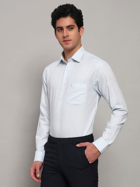 Formal Shirt for Men l Breathable & Soft with Color Fastness Regular Fit Spread Collar Neck Cotton Fabric Self Design Pattern