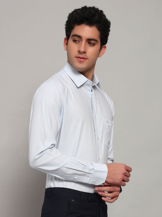 Formal Shirt for Men l Breathable & Soft with Color Fastness Regular Fit Spread Collar Neck Cotton Fabric Self Design Pattern