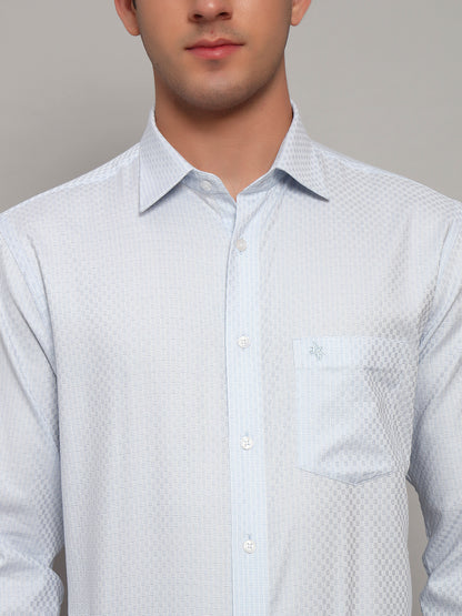 Formal Shirt for Men l Breathable & Soft with Color Fastness Regular Fit Spread Collar Neck Cotton Fabric Self Design Pattern