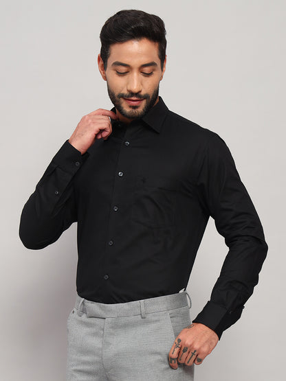 Formal Shirt for Men l Breathable & Soft with Color Fastness Regular Fit Spread Collar Neck Cotton Fabric Self Design Pattern