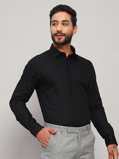 Formal Shirt for Men l Breathable & Soft with Color Fastness Regular Fit Spread Collar Neck Cotton Fabric Self Design Pattern