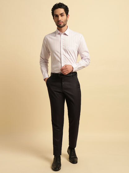 Formal Shirt for Men | Breathable & Soft with Color Fastness Regular Fit Spread Collar Neck Poly Cotton Fabric Striped Pattern