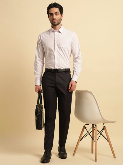 Formal Shirt for Men | Breathable & Soft with Color Fastness Regular Fit Spread Collar Neck Poly Cotton Fabric Striped Pattern