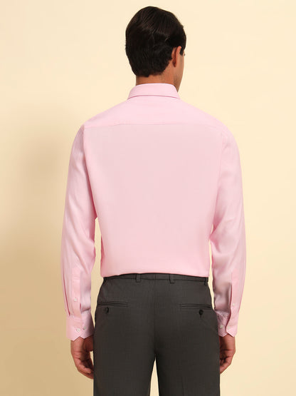 Formal Shirt for Men l Breathable & Soft with Color Fastness Regular Fit Spread Collar Neck Poly Cotton Fabric Self Design Pattern