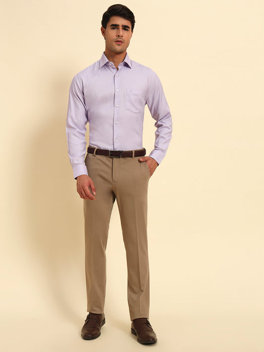 Formal Shirt for Men l Breathable & Soft with Color Fastness Regular Fit Spread Collar Neck Poly Cotton Fabric Self Design Pattern