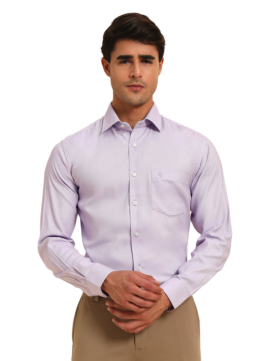 Formal Shirt for Men l Breathable & Soft with Color Fastness Regular Fit Spread Collar Neck Poly Cotton Fabric Self Design Pattern