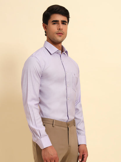 Formal Shirt for Men l Breathable & Soft with Color Fastness Regular Fit Spread Collar Neck Poly Cotton Fabric Self Design Pattern