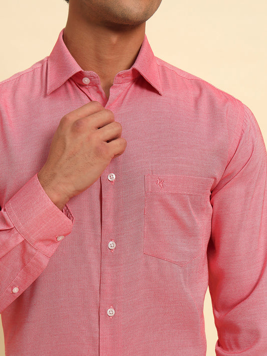 Formal Shirt for Men l Breathable & Soft with Color Fastness Regular Fit Spread Collar Neck Poly Cotton Fabric Self Design Pattern