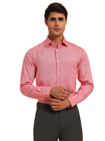 Formal Shirt for Men l Breathable & Soft with Color Fastness Regular Fit Spread Collar Neck Poly Cotton Fabric Self Design Pattern