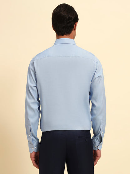 Formal Shirt for Men l Breathable & Soft with Color Fastness Regular Fit Spread Collar Neck Poly Cotton Fabric Self Design Pattern