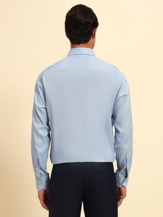 Formal Shirt for Men l Breathable & Soft with Color Fastness Regular Fit Spread Collar Neck Poly Cotton Fabric Self Design Pattern