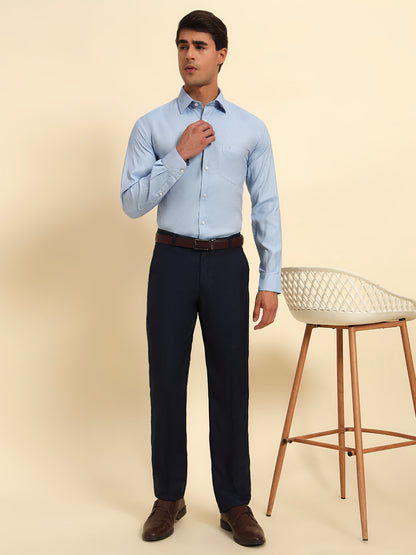 Formal Shirt for Men l Breathable & Soft with Color Fastness Regular Fit Spread Collar Neck Poly Cotton Fabric Self Design Pattern