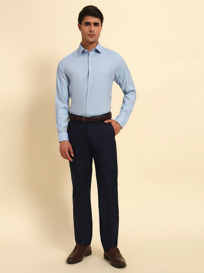 Formal Shirt for Men l Breathable & Soft with Color Fastness Regular Fit Spread Collar Neck Poly Cotton Fabric Self Design Pattern