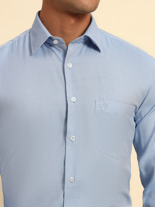 Formal Shirt for Men l Breathable & Soft with Color Fastness Regular Fit Spread Collar Neck Poly Cotton Fabric Self Design Pattern