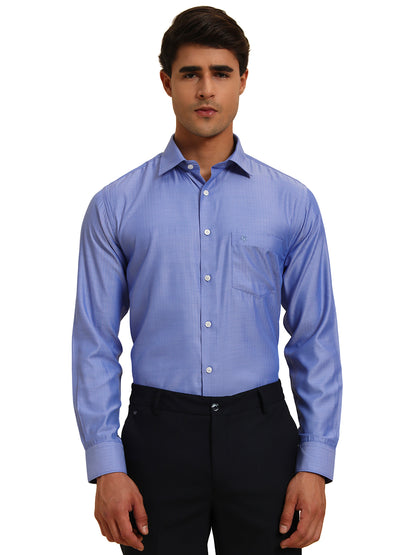 Formal Shirt for Men l Breathable & Soft with Color Fastness Regular Fit Spread Collar Neck Poly Cotton Fabric Self Design Pattern