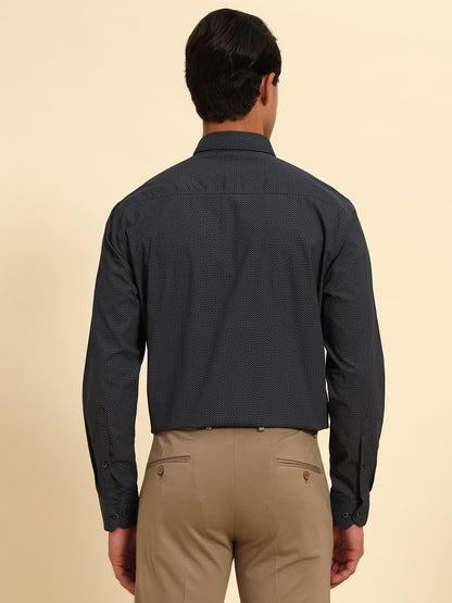 Formal Shirt for Men l Breathable & Soft with Color Fastness Regular Fit Spread Collar Neck Cotton Fabric Printed Pattern