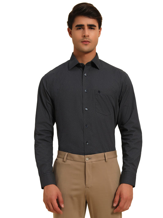 Formal Shirt for Men l Breathable & Soft with Color Fastness Regular Fit Spread Collar Neck Cotton Fabric Printed Pattern