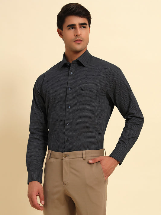 Formal Shirt for Men l Breathable & Soft with Color Fastness Regular Fit Spread Collar Neck Cotton Fabric Printed Pattern
