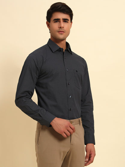 Formal Shirt for Men l Breathable & Soft with Color Fastness Regular Fit Spread Collar Neck Cotton Fabric Printed Pattern
