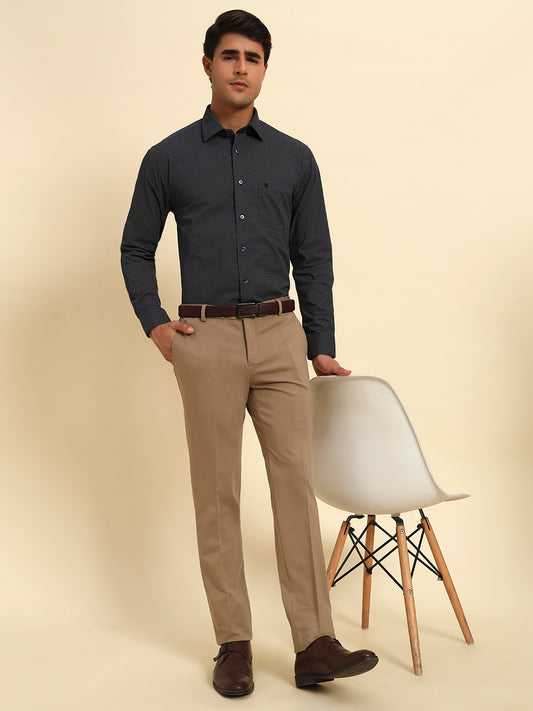 Formal Shirt for Men l Breathable & Soft with Color Fastness Regular Fit Spread Collar Neck Cotton Fabric Printed Pattern