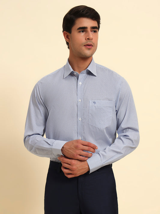 Formal Shirt for Men l Breathable & Soft with Color Fastness Regular Fit Spread Collar Neck Cotton Fabric Printed Pattern