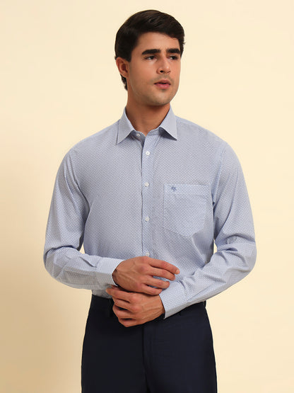 Formal Shirt for Men l Breathable & Soft with Color Fastness Regular Fit Spread Collar Neck Cotton Fabric Printed Pattern