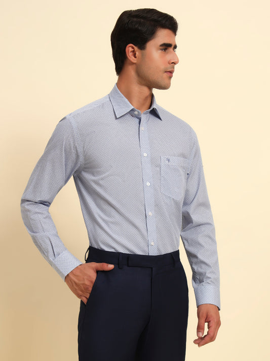 Formal Shirt for Men l Breathable & Soft with Color Fastness Regular Fit Spread Collar Neck Cotton Fabric Printed Pattern