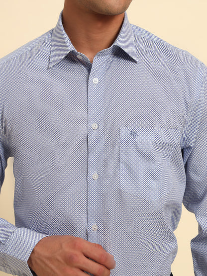 Formal Shirt for Men l Breathable & Soft with Color Fastness Regular Fit Spread Collar Neck Cotton Fabric Printed Pattern