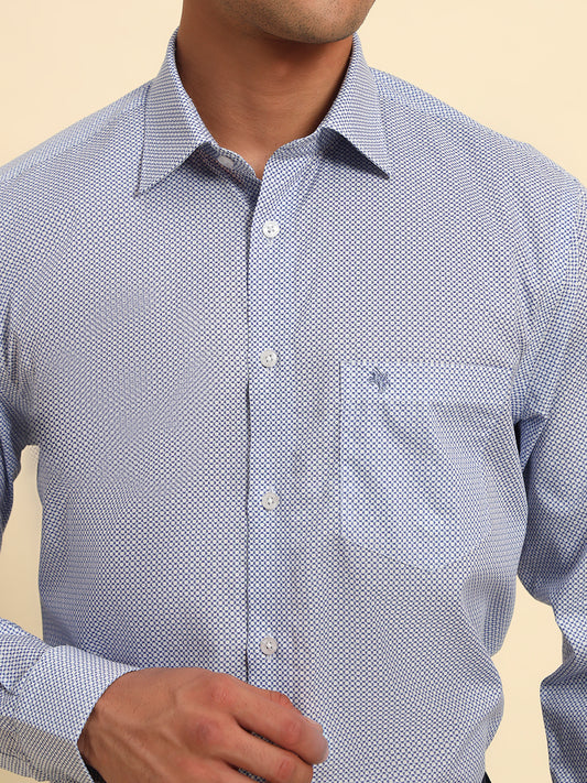Formal Shirt for Men l Breathable & Soft with Color Fastness Regular Fit Spread Collar Neck Cotton Fabric Printed Pattern