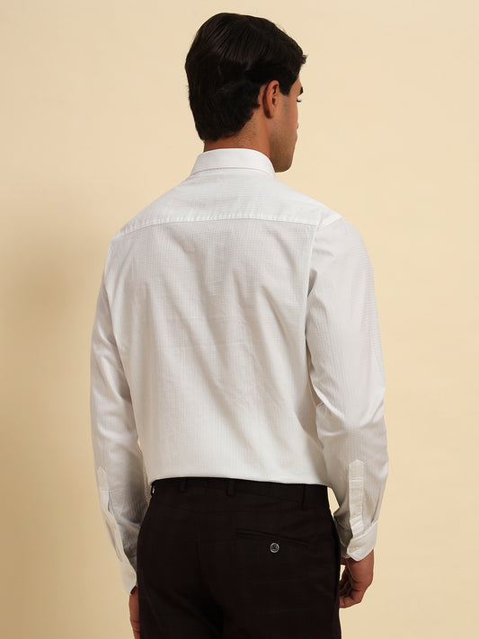 Formal Shirt for Men l Breathable & Soft with Color Fastness Regular Fit Spread Collar Neck Cotton Fabric Self Design Pattern