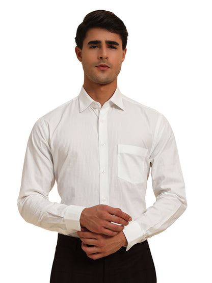 Formal Shirt for Men l Breathable & Soft with Color Fastness Regular Fit Spread Collar Neck Cotton Fabric Self Design Pattern