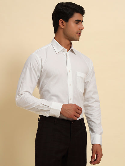 Formal Shirt for Men l Breathable & Soft with Color Fastness Regular Fit Spread Collar Neck Cotton Fabric Self Design Pattern