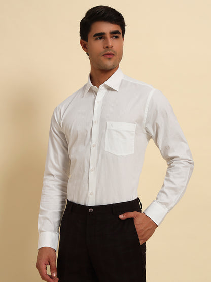 Formal Shirt for Men l Breathable & Soft with Color Fastness Regular Fit Spread Collar Neck Cotton Fabric Self Design Pattern