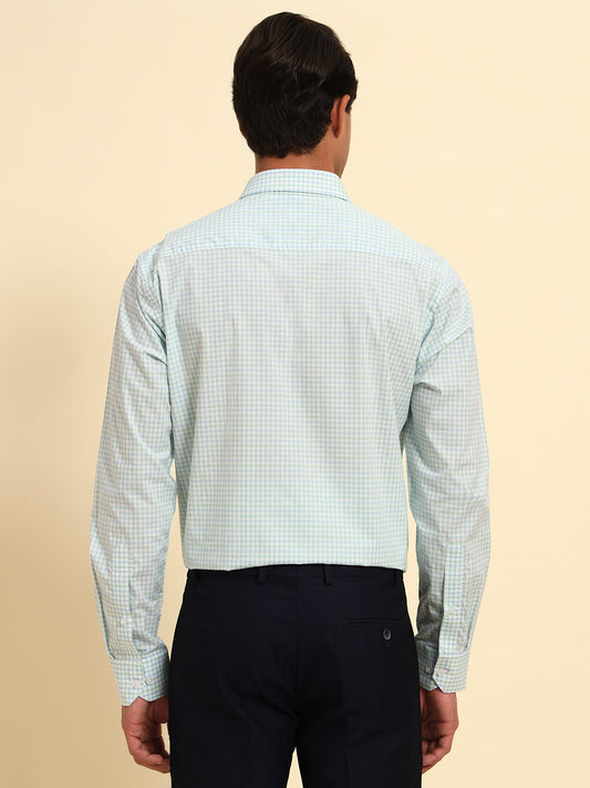 Formal Shirt for Men l Breathable & Soft with Color Fastness Regular Fit Spread Collar Neck Cotton Fabric Checkered Pattern