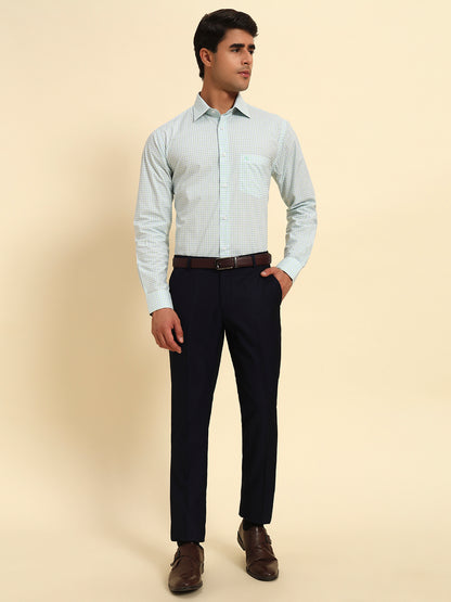 Formal Shirt for Men l Breathable & Soft with Color Fastness Regular Fit Spread Collar Neck Cotton Fabric Checkered Pattern