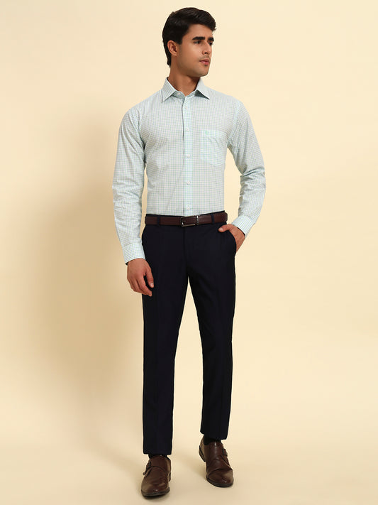 Formal Shirt for Men l Breathable & Soft with Color Fastness Regular Fit Spread Collar Neck Cotton Fabric Checkered Pattern