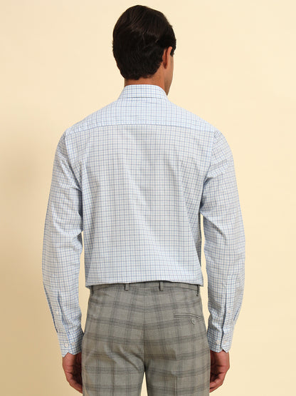 Formal Shirt for Men l Breathable & Soft with Color Fastness Regular Fit Spread Collar Neck Cotton Fabric Checkered Pattern