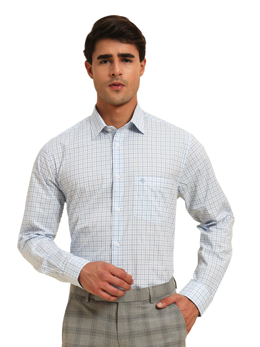 Formal Shirt for Men l Breathable & Soft with Color Fastness Regular Fit Spread Collar Neck Cotton Fabric Checkered Pattern